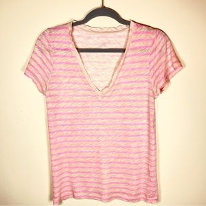 J. Crew “Vintage Cotton” V-neck tee shirt. Short sleeve, striped. Women’s Small
